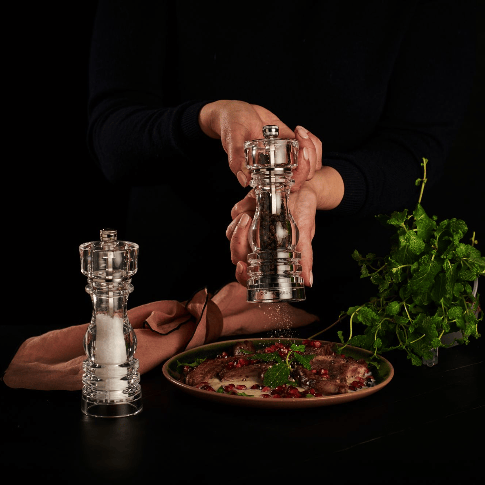 Cole & Mason London Acrylic Salt & Pepper Mill 18cm Set of 2