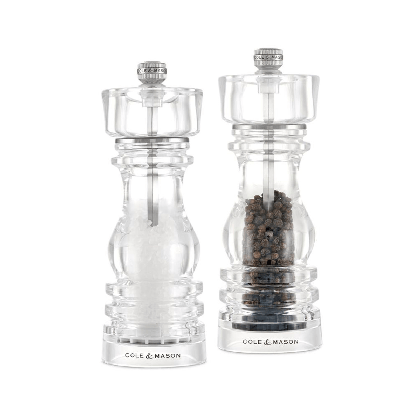 Cole & Mason London Acrylic Salt & Pepper Mill 18cm Set of 2