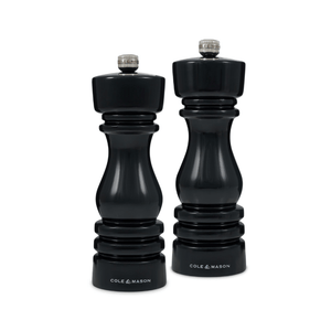 Cole & Mason London Black Gloss Salt & Pepper Mill 18cm Set of 2