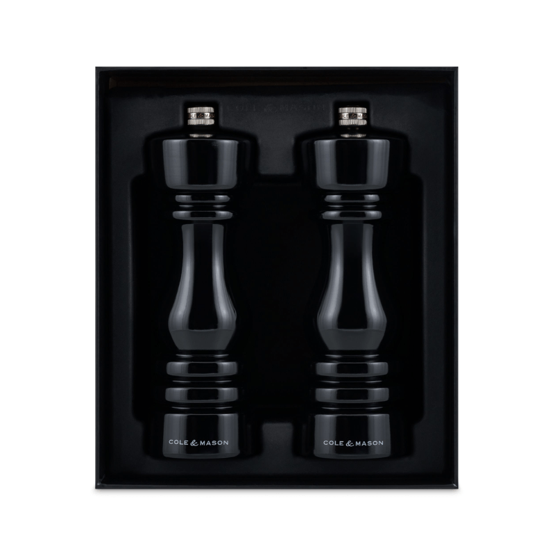 Cole & Mason London Black Gloss Salt & Pepper Mill 18cm Set of 2