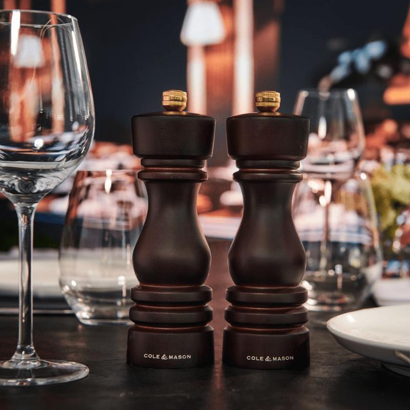 Cole & Mason London Chocolate Wood Salt & Pepper Mill 18cm Set of 2