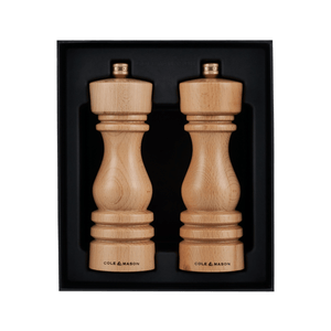 Cole & Mason London Natural Beech Wood Salt & Pepper Mill 18cm Set of 2