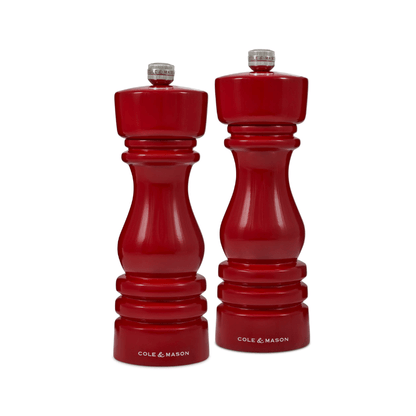 Cole & Mason London Red Gloss Salt & Pepper Mill 18cm Set of 2