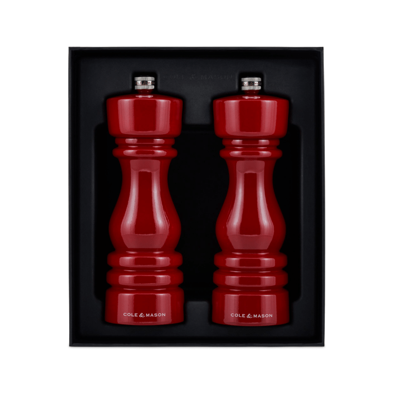 Cole & Mason London Red Gloss Salt & Pepper Mill 18cm Set of 2