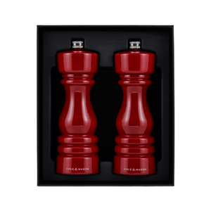 Cole & Mason London Red Gloss Salt & Pepper Mill 18cm Set of 2