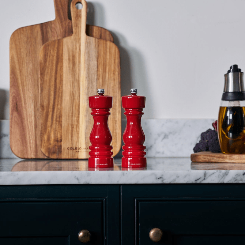 Cole & Mason London Red Gloss Salt & Pepper Mill 18cm Set of 2