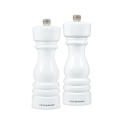 Cole & Mason London White Gloss Salt & Pepper Mill 18cm Set of 2