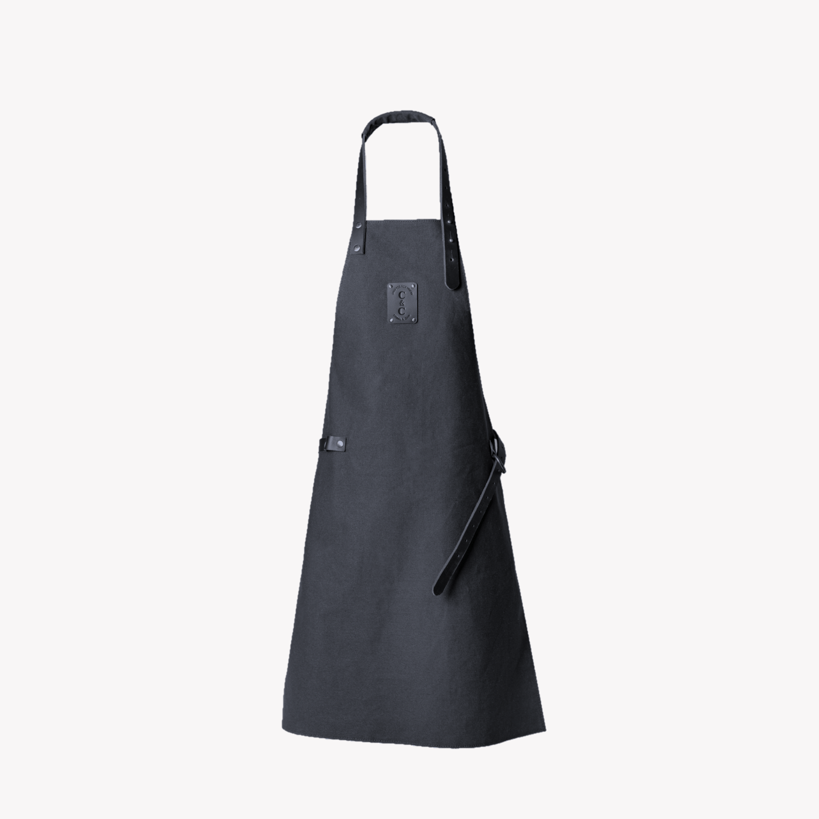 Coral & Cam Canvas Apron Dark Blue with Leather Trims