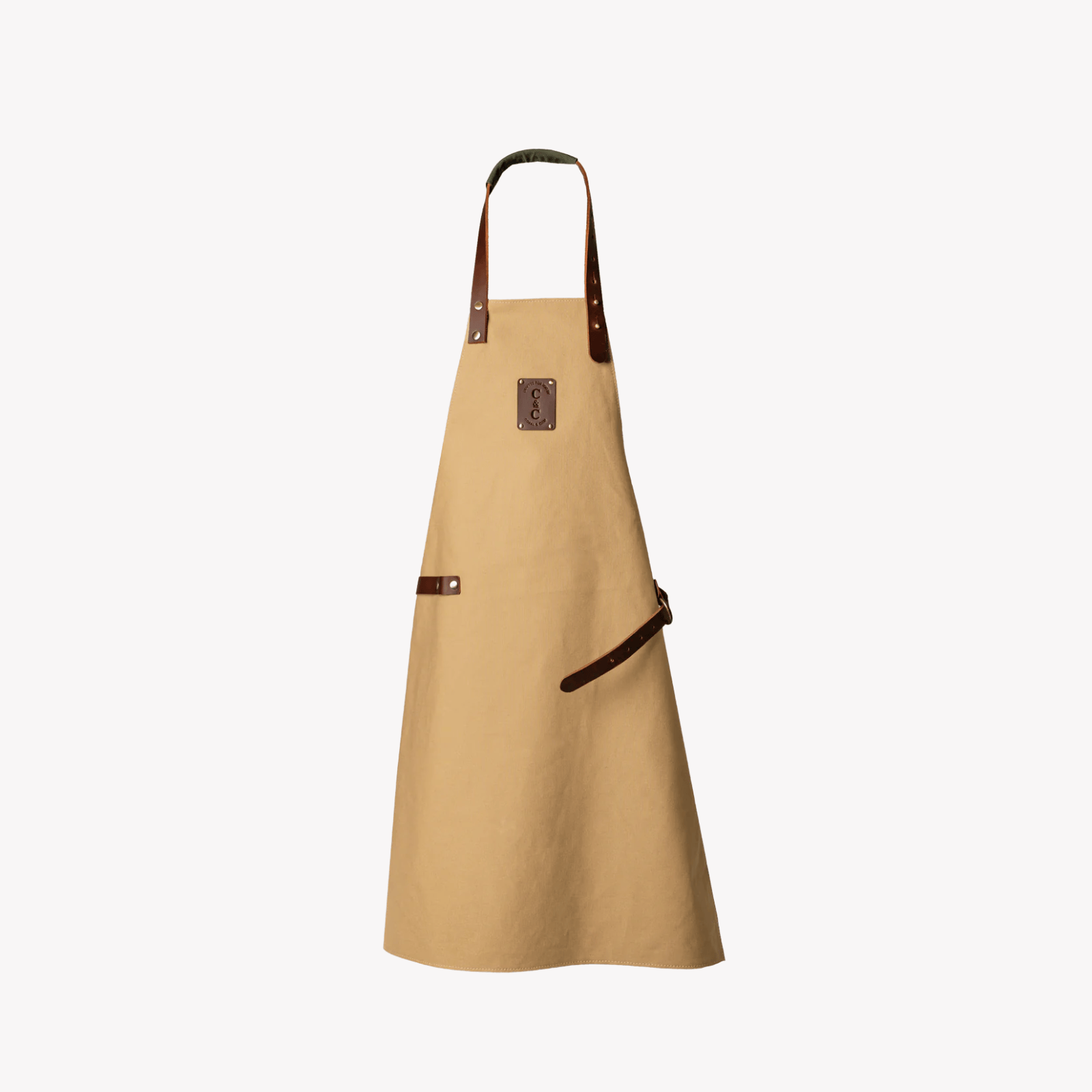 Coral & Cam Canvas Apron Sand with Leather Trims