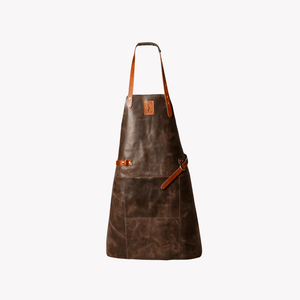 Coral & Cam Leather Apron Dark Brown with Front Pocket