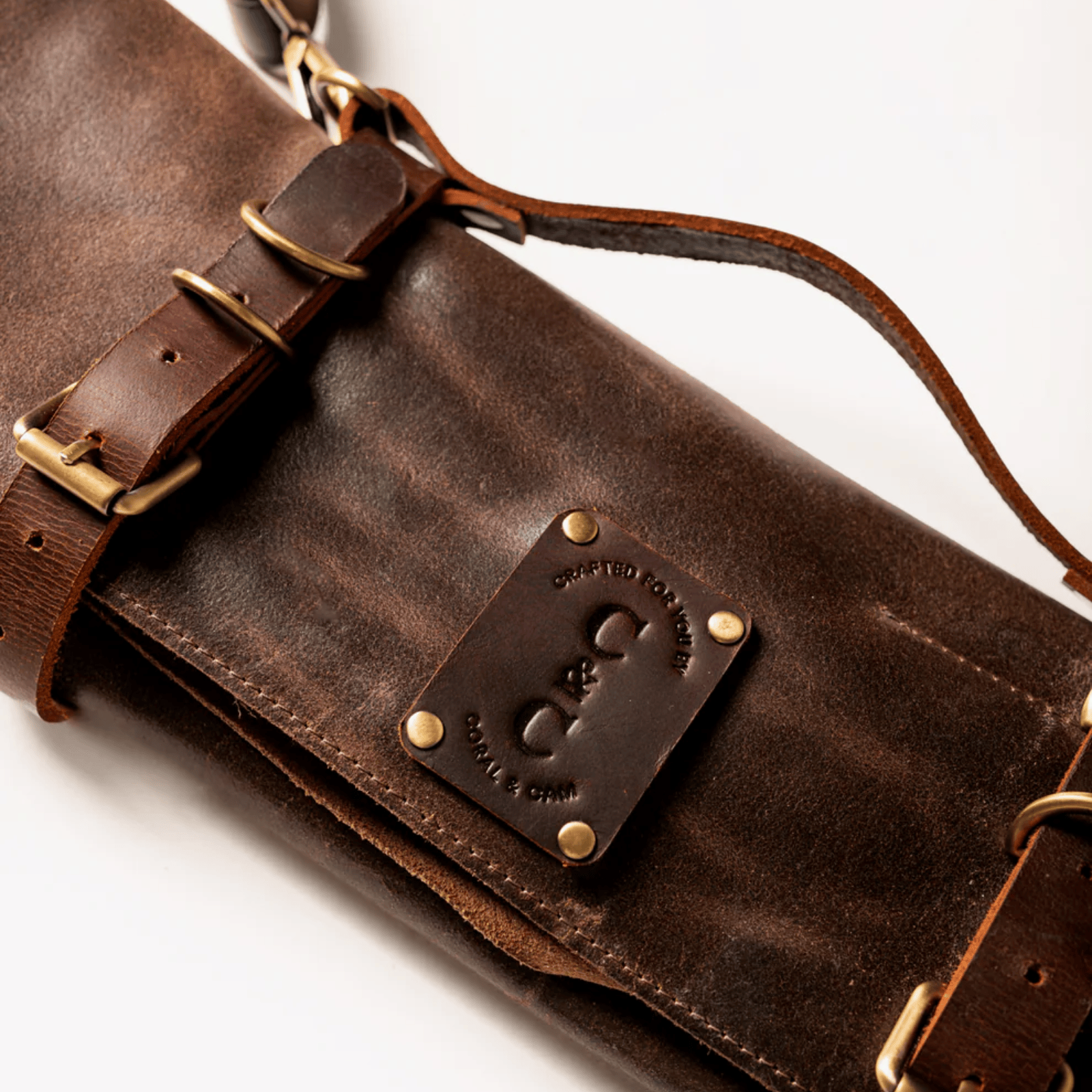 Coral & Cam Leather Knife Roll