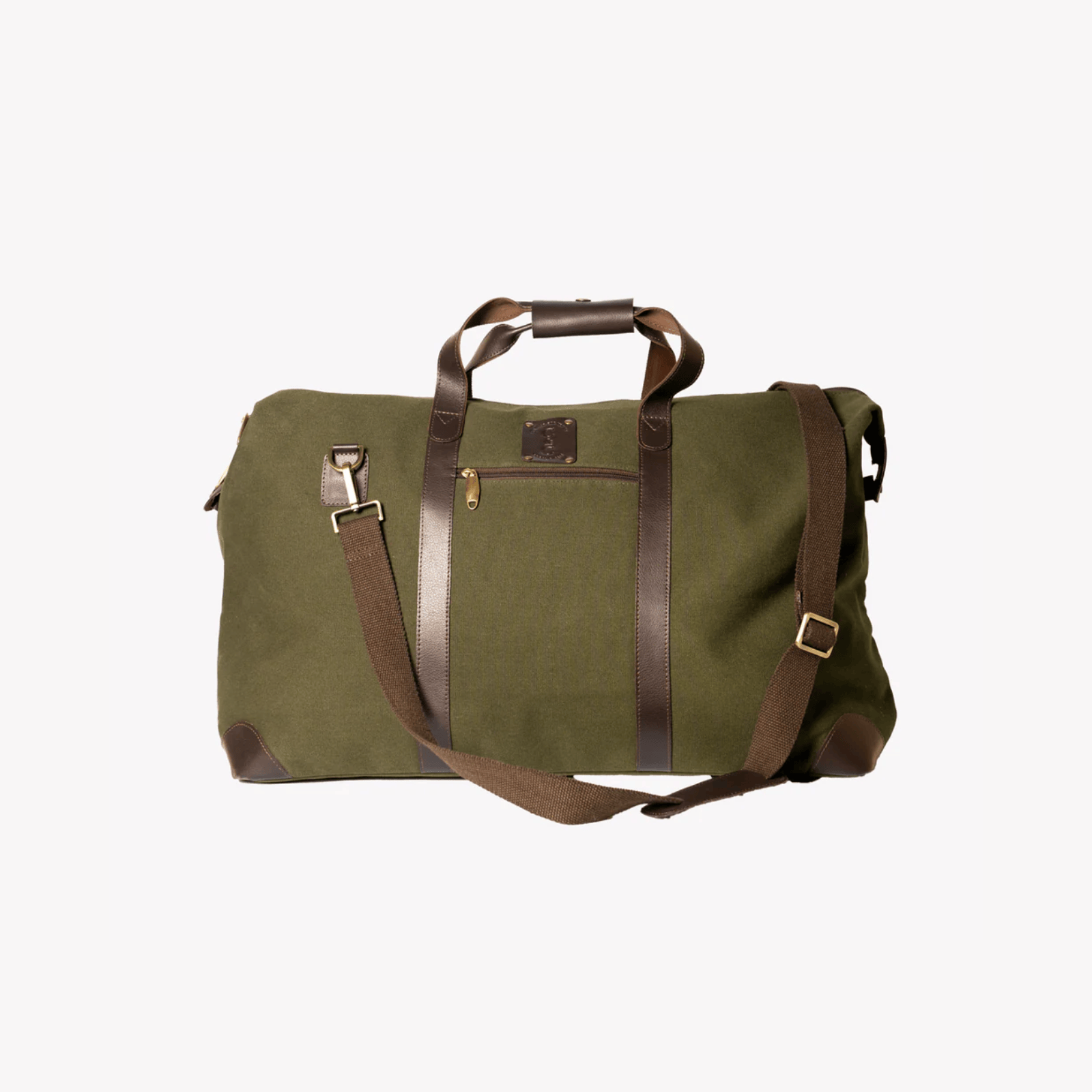 Coral & Cam Weekend Bag Canvas Olive Green Large with Leather Trims