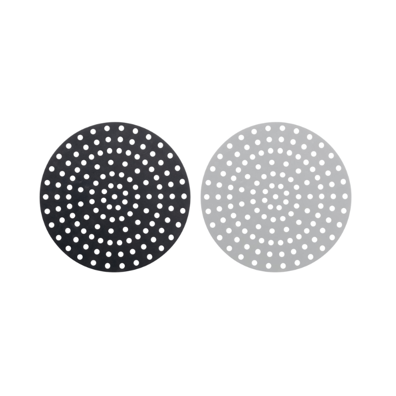 Cuisena Air Fryer Silicone Round Mat Black & Grey 19.5cm 2-Pack