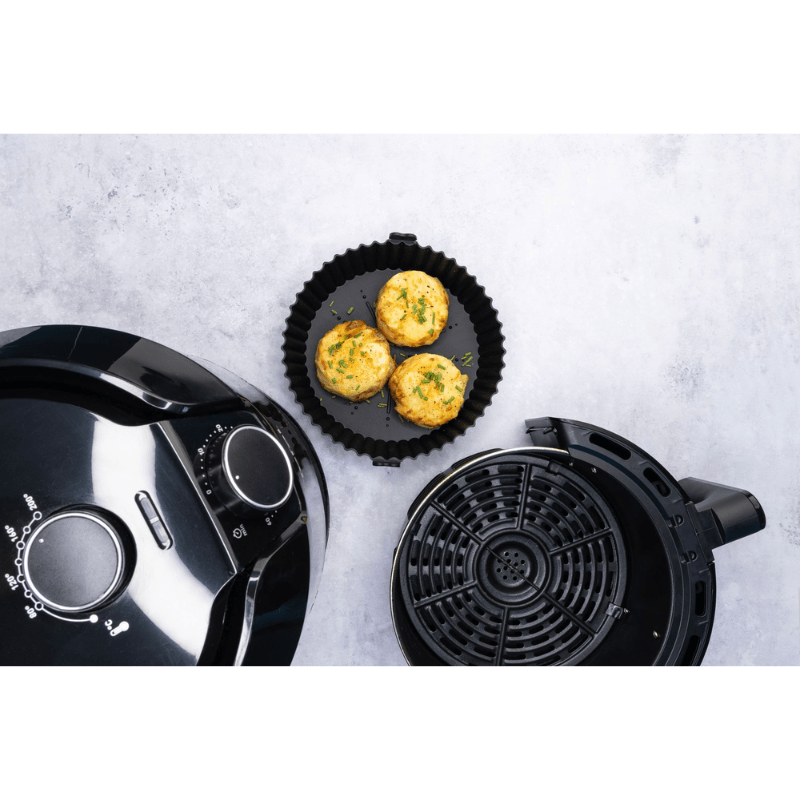 Cuisena Air Fryer Silicone Round Mat Black & Grey 19.5cm 2-Pack