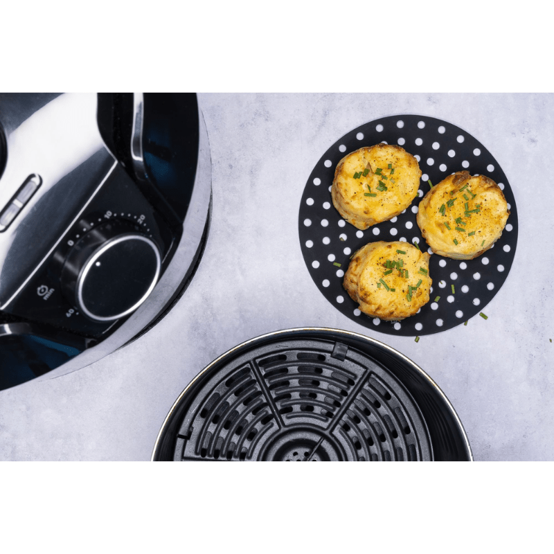 Cuisena Air Fryer Silicone Round Mat Black & Grey 19.5cm 2-Pack