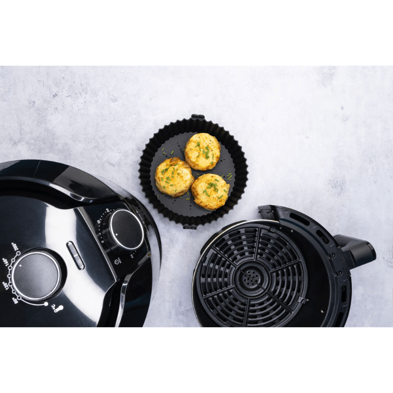 Cuisena Air Fryer Silicone Round Mat Black & Grey 19.5cm 2-Pack The Homestore Auckland