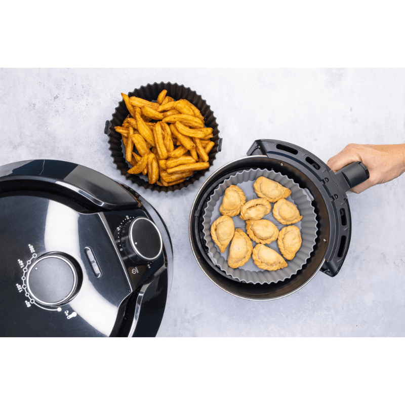 Cuisena Air Fryer Silicone Square Basket Black & Grey 21cm 2-Pack