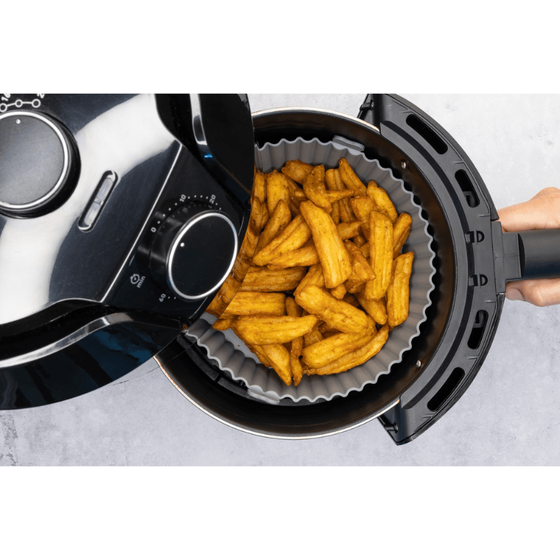 Cuisena Air Fryer Silicone Square Basket Black & Grey 21cm 2-Pack