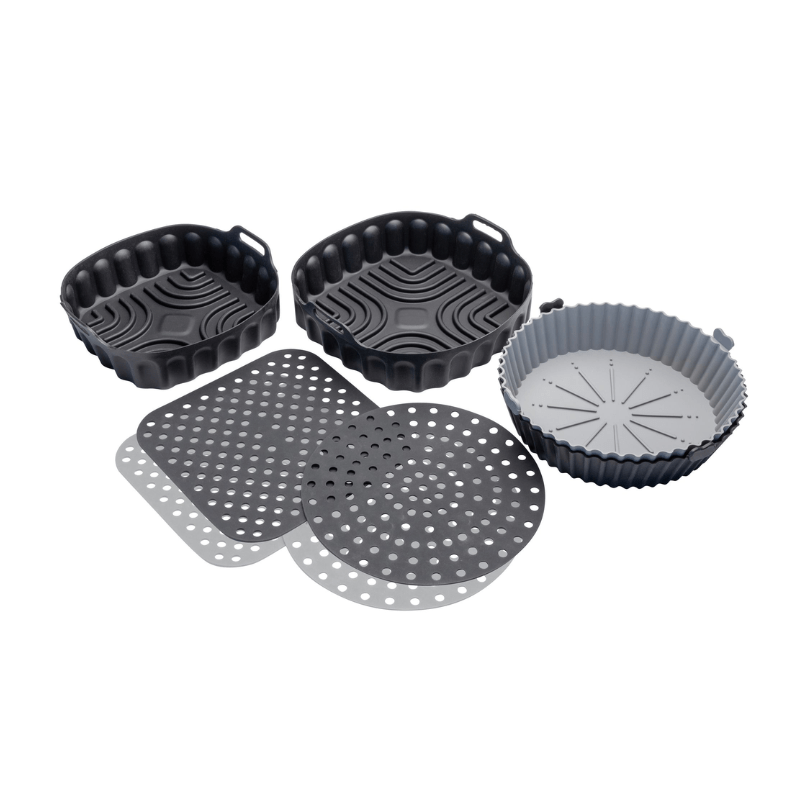 Cuisena Air Fryer Silicone Square Basket Black & Grey 21cm 2-Pack The Homestore Auckland