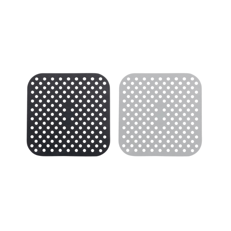 Cuisena Air Fryer Silicone Square Mat Black & Grey 18.5cm 2-Pack