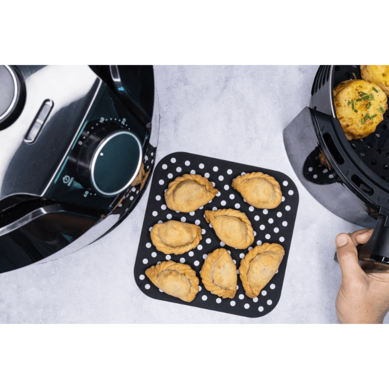 Cuisena Air Fryer Silicone Square Mat Black & Grey 18.5cm 2-Pack