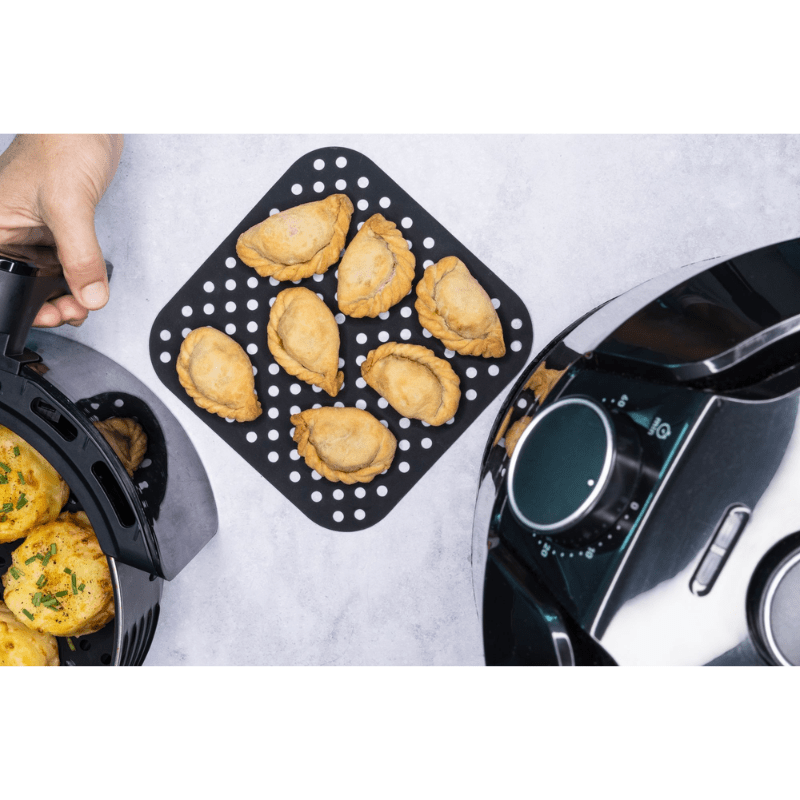 Cuisena Air Fryer Silicone Square Mat Black & Grey 18.5cm 2-Pack The Homestore Auckland