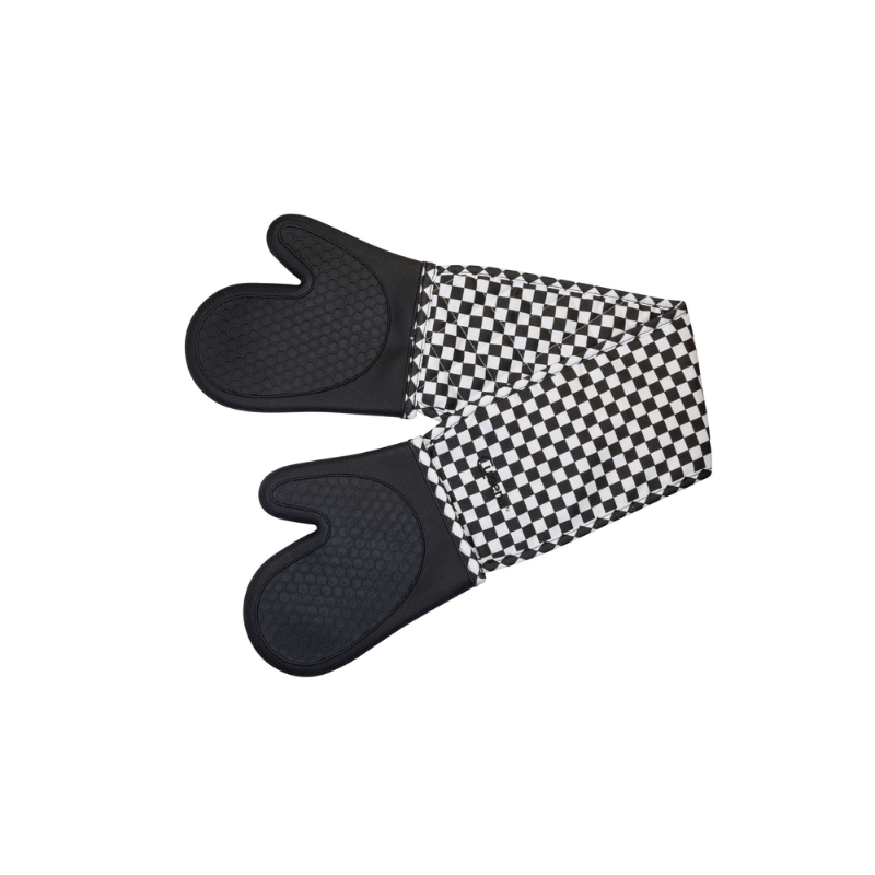 Cuisena Silicone & Fabric Double Glove Black Check