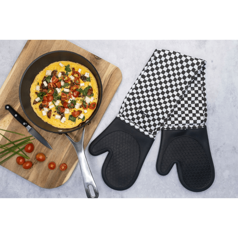 Cuisena Silicone & Fabric Double Glove Black Check The Homestore Auckland