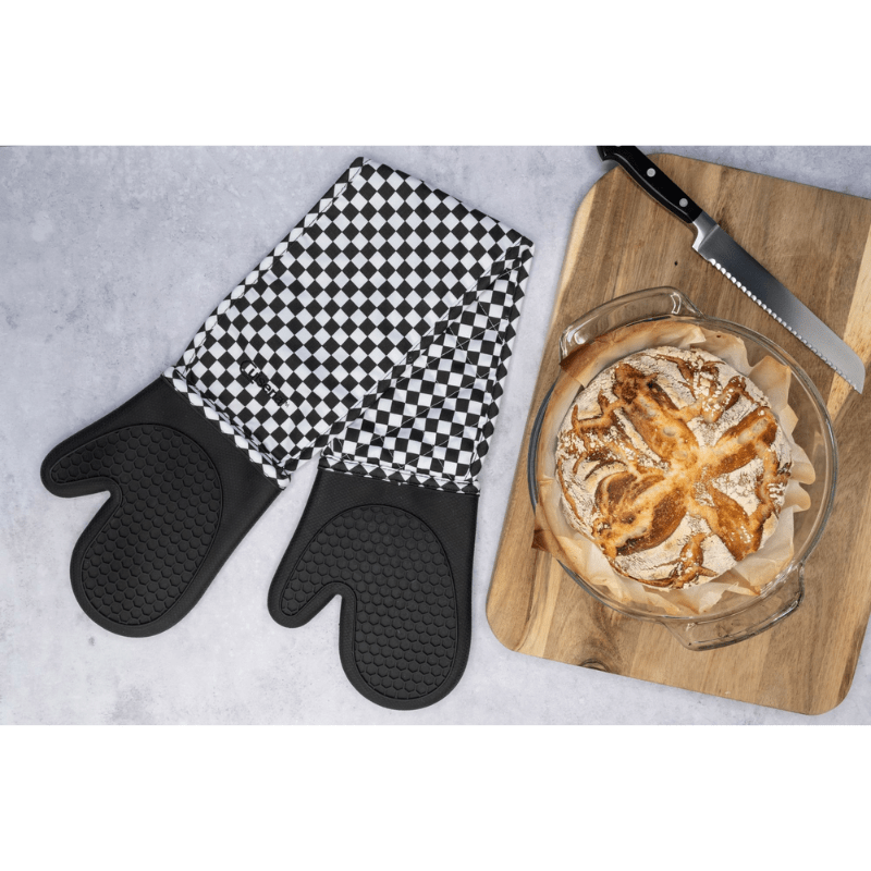 Cuisena Silicone & Fabric Double Glove Black Check The Homestore Auckland