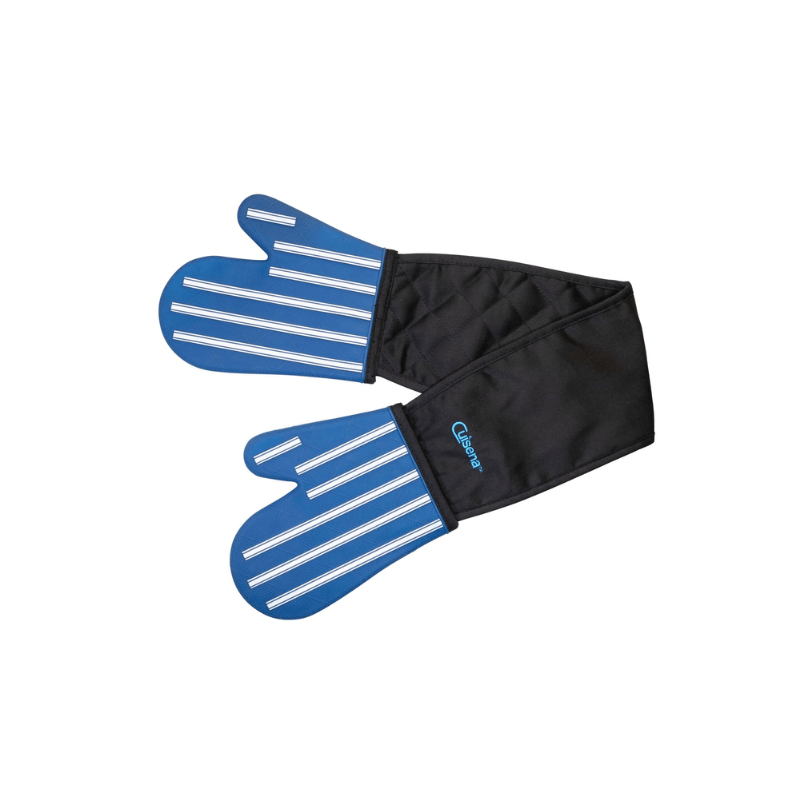 Cuisena Silicone & Fabric Double Glove Blue Stripe