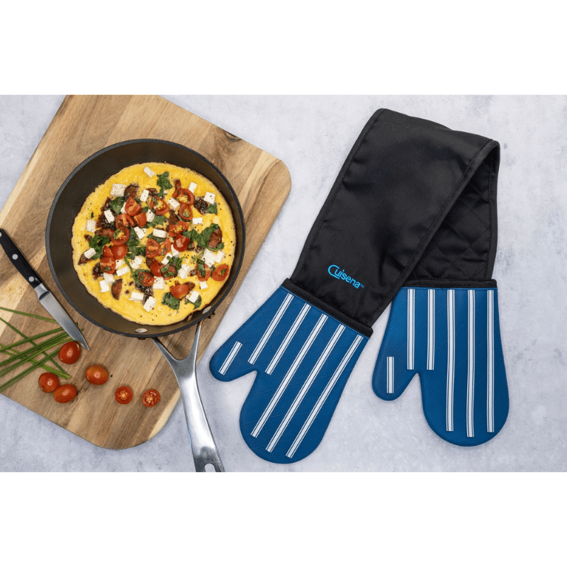 Cuisena Silicone & Fabric Double Glove Blue Stripe