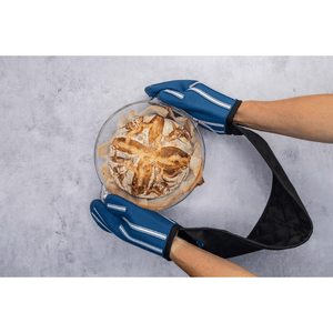 Cuisena Silicone & Fabric Double Glove Blue Stripe