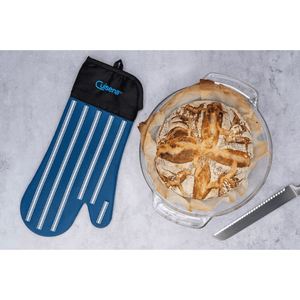 Cuisena Silicone & Fabric Oven Glove Blue Stripe