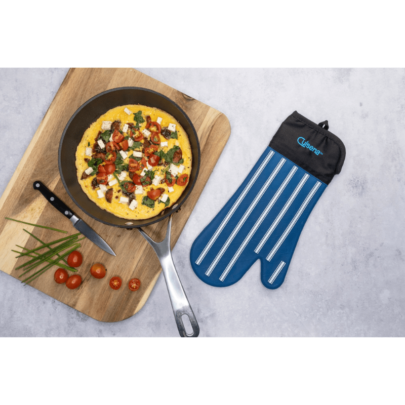 Cuisena Silicone & Fabric Oven Glove Blue Stripe The Homestore Auckland