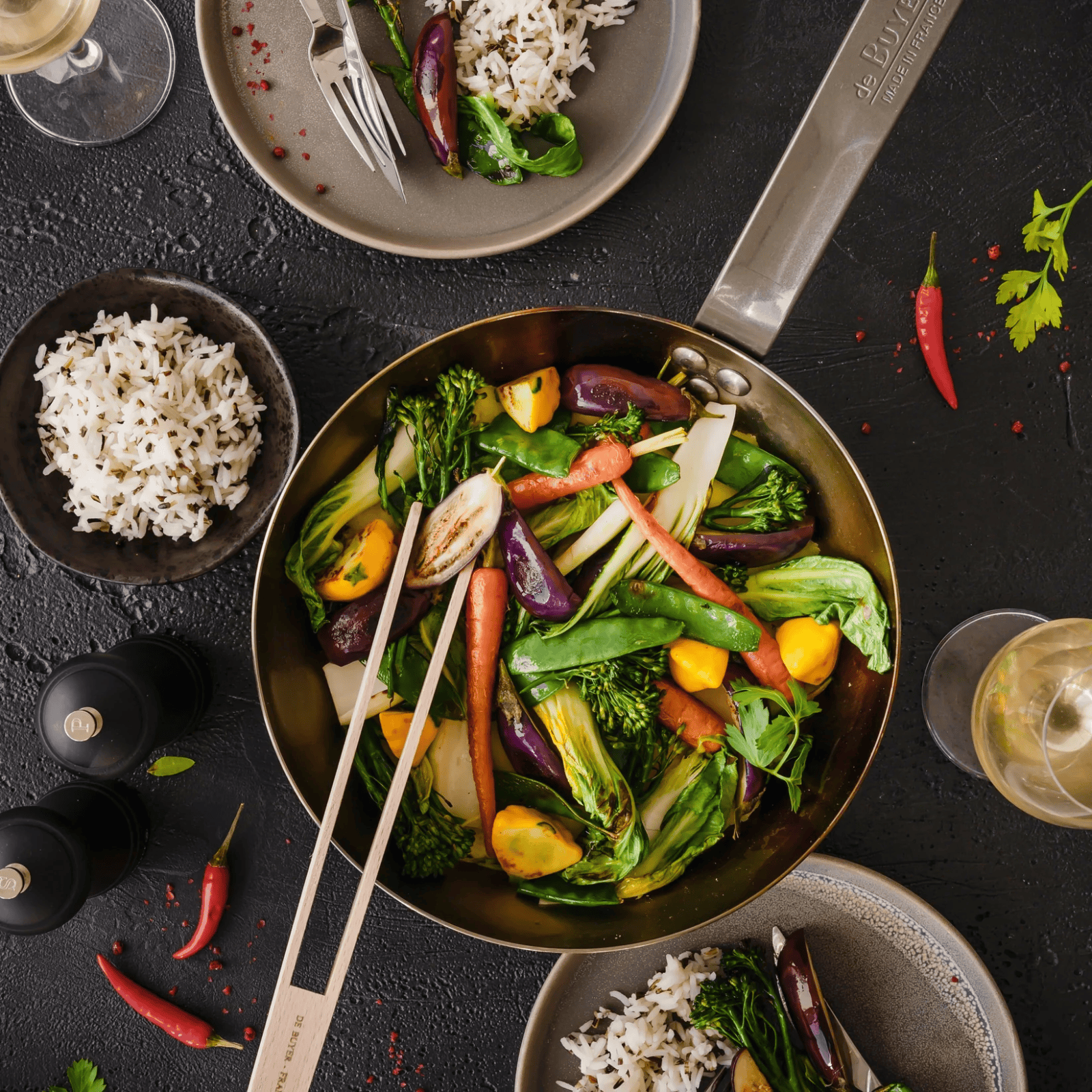 de Buyer Mineral B Carbon Steel Wok 24cm