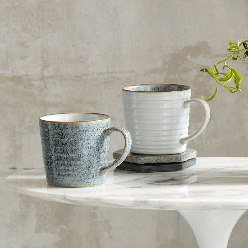 Denby Studio Grey Ridged Mug 400ml Set of 2