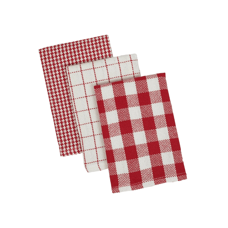 Design Imports Holiday Checks Heavyweight Dishcloth Set of 3