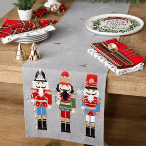 Design Imports Holiday Nutcrackers Embroidered Table Runner