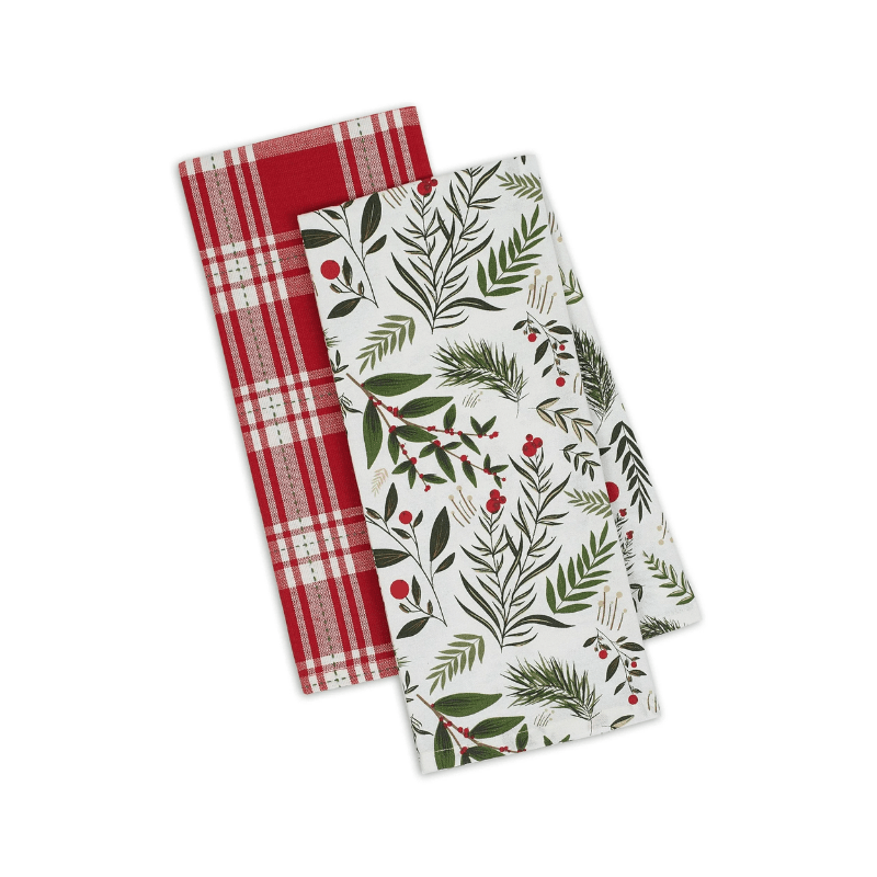 Design Imports Holiday Sprigs Dishtowel Set of 2