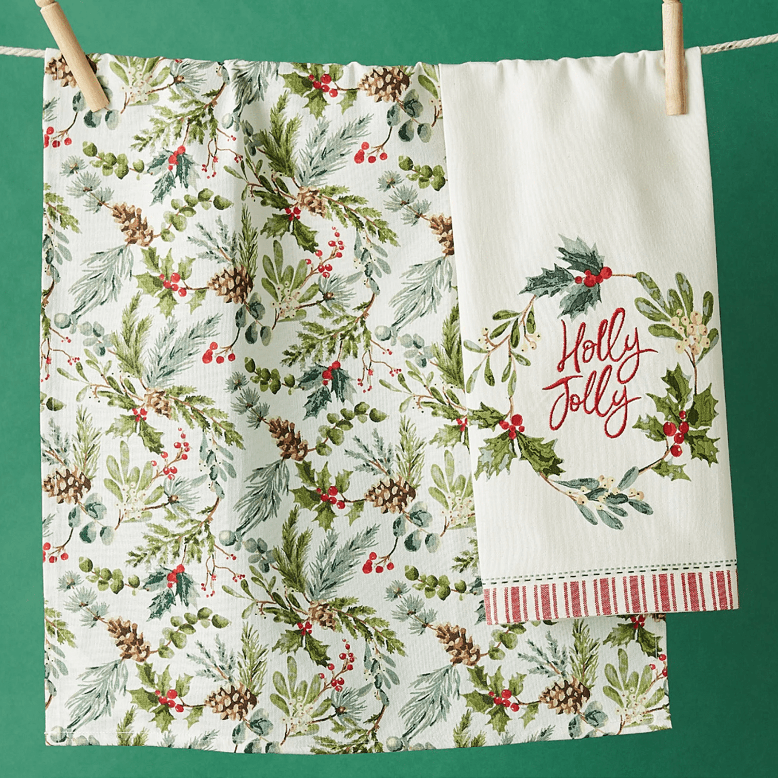 Design Imports Holiday Sprigs Printed Dishtowel