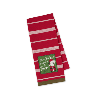 Design Imports Santa Paws Embellished Dishtowel