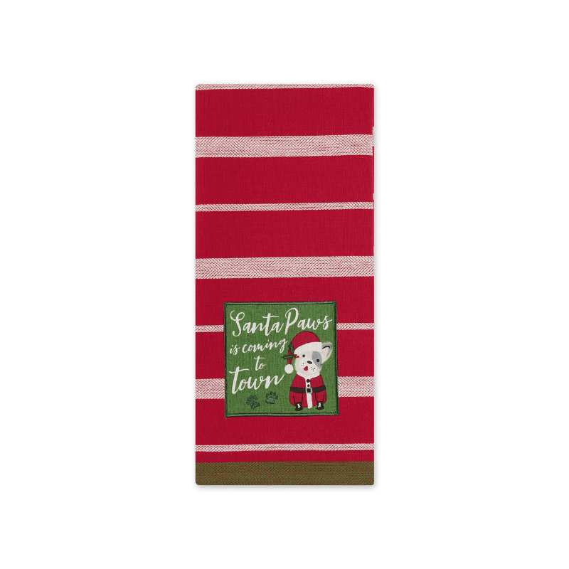 Design Imports Santa Paws Embellished Dishtowel