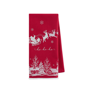 Design Imports Santa's Sleigh Embellished Dishtowel