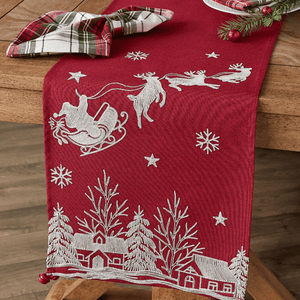 Design Imports Santas Sleigh Embroidered Table Runner