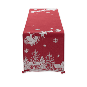 Design Imports Santas Sleigh Embroidered Table Runner