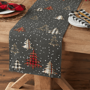 Design Imports Snow Trees Embellished Table Runner