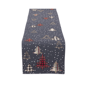 Design Imports Snow Trees Embellished Table Runner