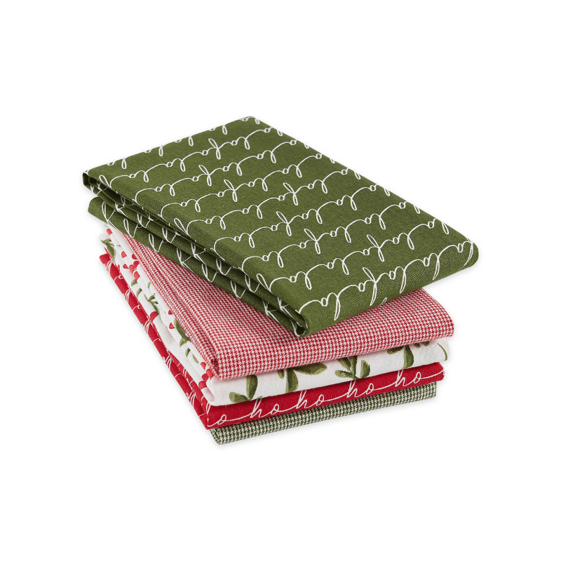 Design Imports Under The Mistletoe Assorted Dishtowels