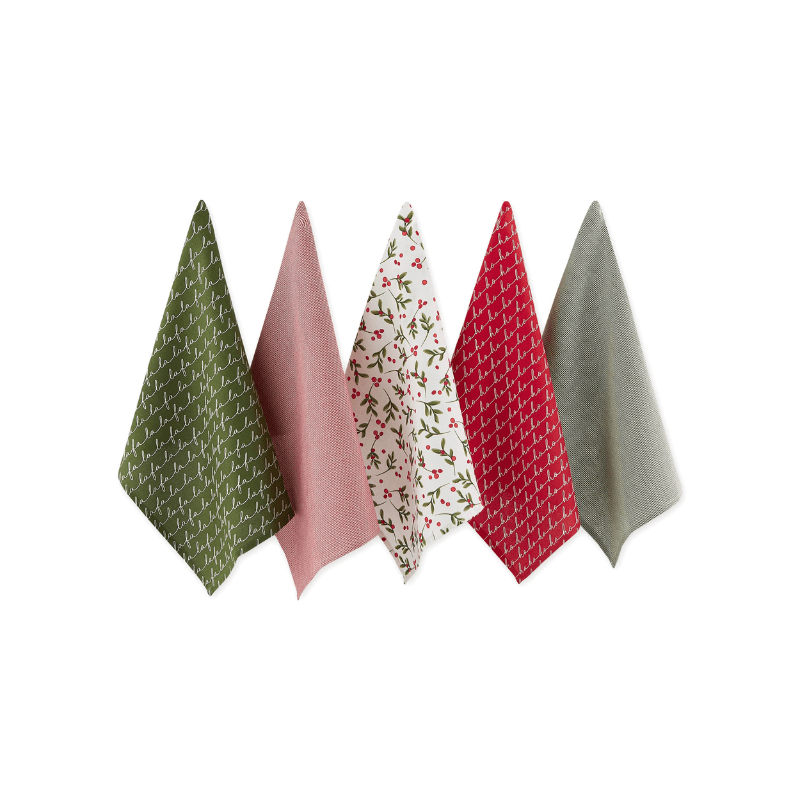 Design Imports Under The Mistletoe Assorted Dishtowels