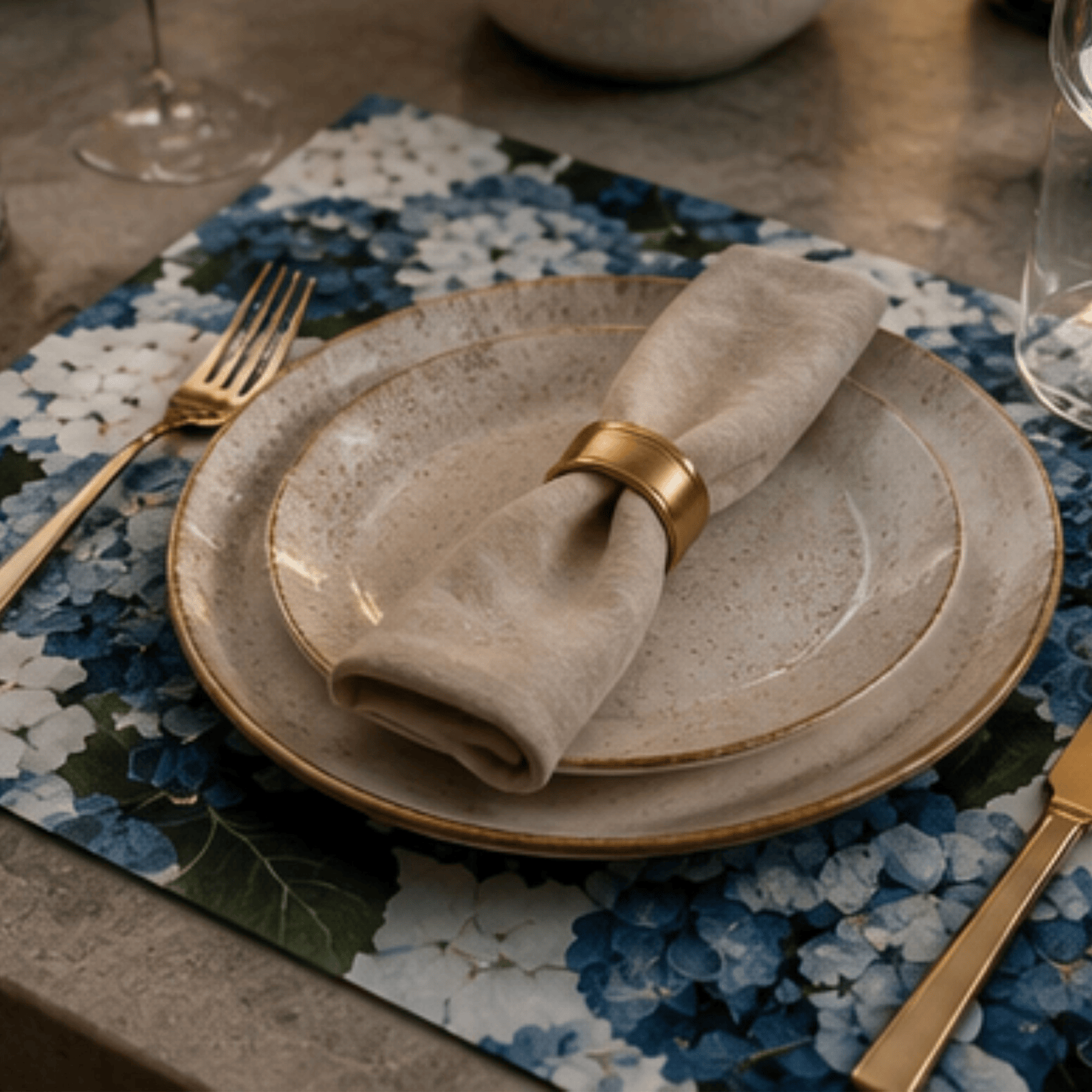 Direct Paper Blue Hydrangea Paper Placemats Pack of 30